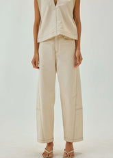 Barrel Pants With Top Stitch Detail